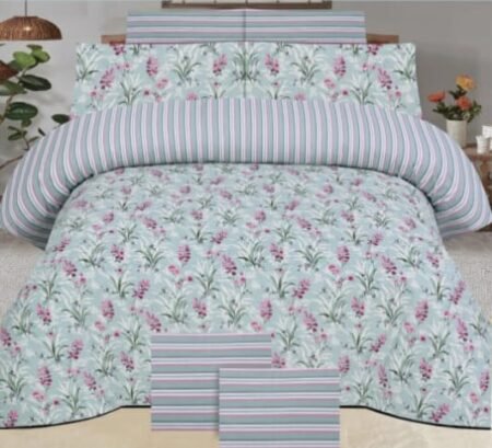 Pink Flowers Color Printed Bed Sheet B