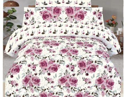 Red Off White Color Printed Bed Sheet B