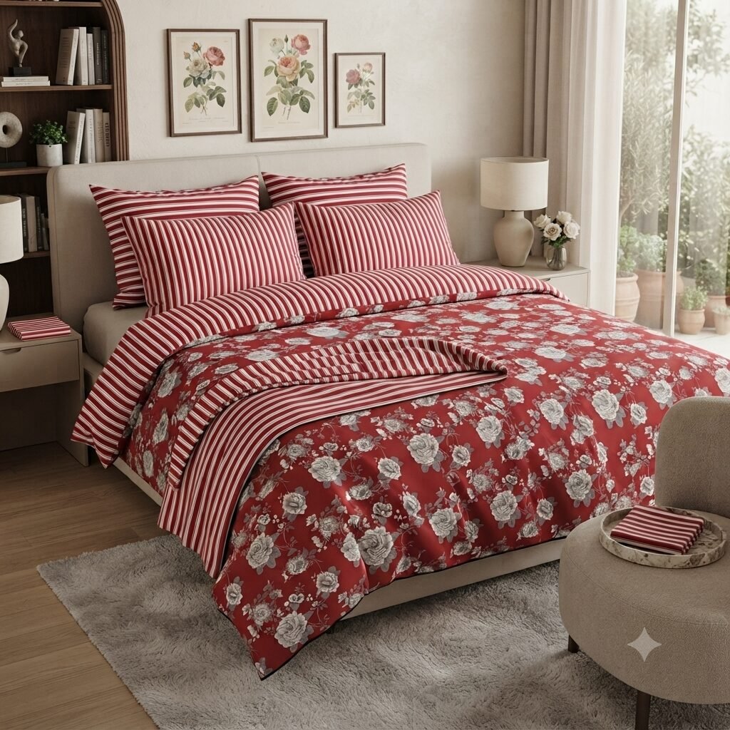 Traditional Red Rose Elegance Bed Set B Traditional Red Rose Elegance Bed Set B