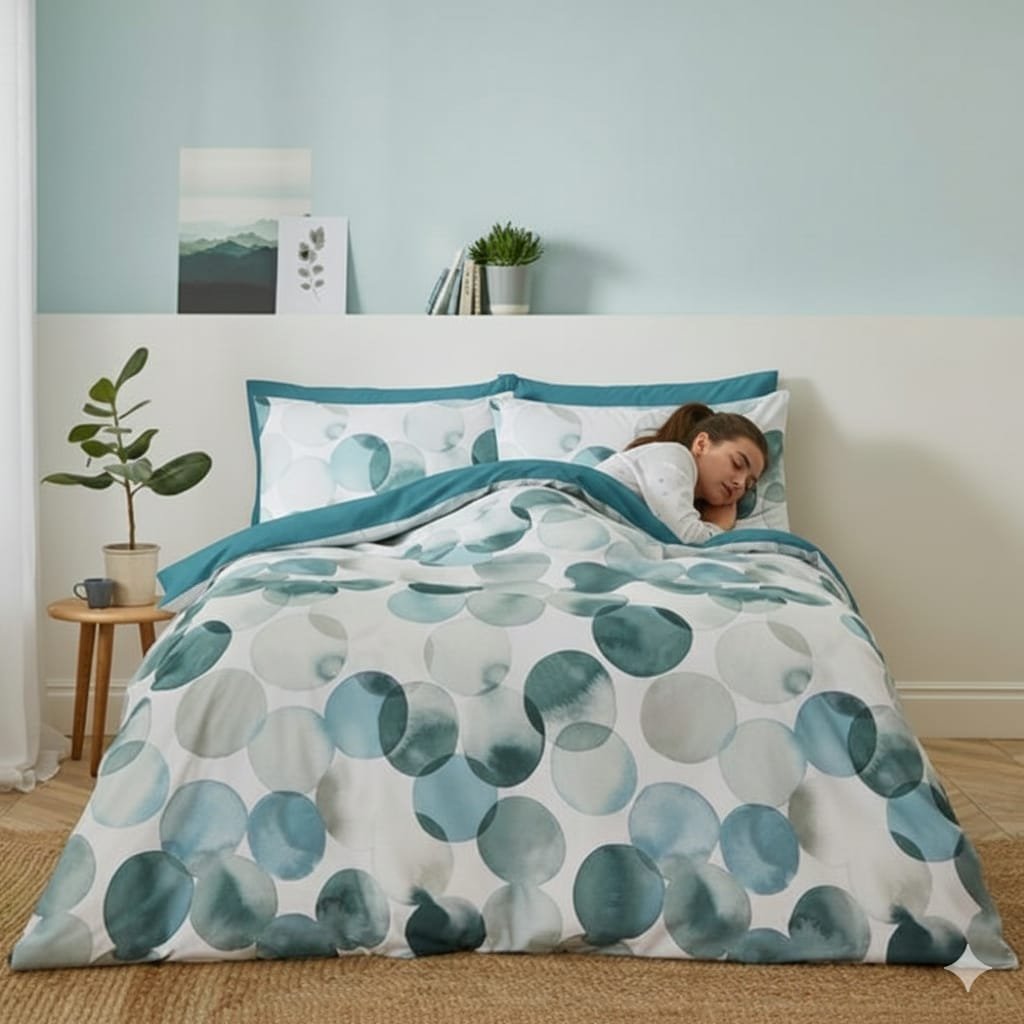 White Aqva Color Printed Bed Sheet B White Aqva Color Printed Bed Sheet B