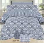 White Blue Color Printed Bed Sheet B