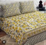 Yellow Flowers Color Printed Bed Sheet B