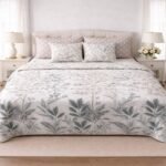 White Grey Green Color Printed Bed Sheet B