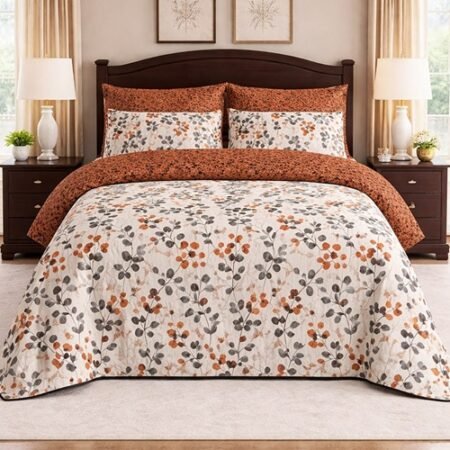 Brown Flowers Color Printed Bed Sheet B