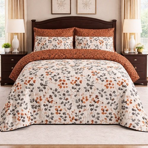 Brown Flowers Color Printed Bed Sheet B Brown Flowers Color Printed Bed Sheet B