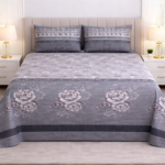 Grey FlowersColor Printed Bed Sheet B