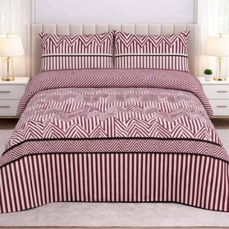 Light Brown Color Printed Bed Sheet B