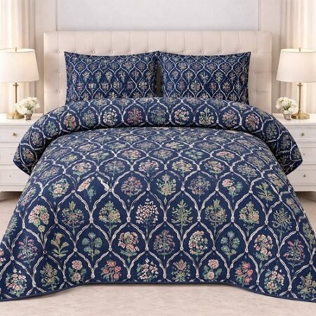 Blue Color Printed Bed Sheet B