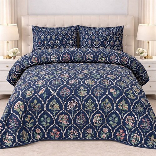 Blue Color Printed Bed Sheet B Blue Color Printed Bed Sheet B