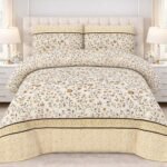Cream Color Printed Bed Sheet B