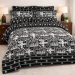 Black Color Printed Bed Sheet B