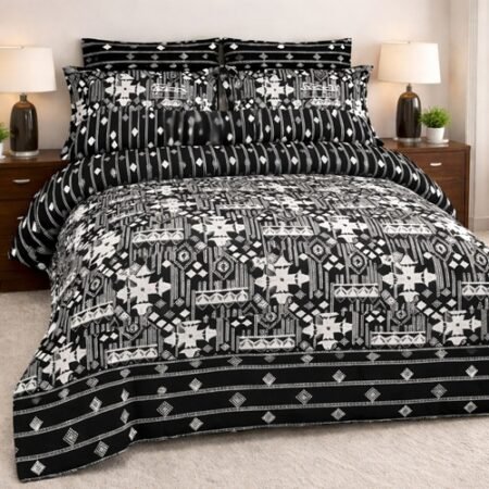 Black Color Printed Bed Sheet B