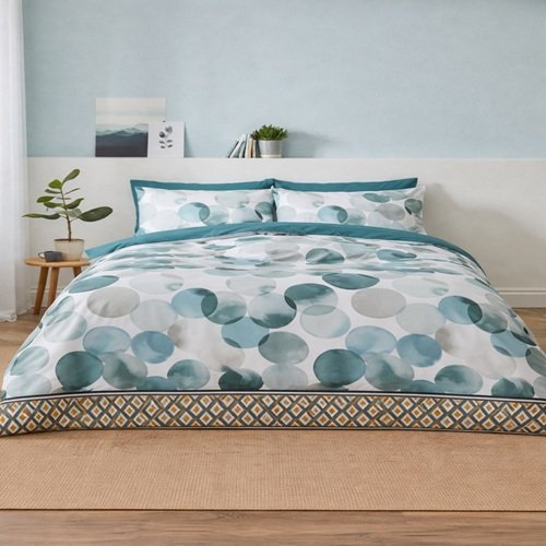 White Aqva Color Printed Bed Sheet B White Aqva Color Printed Bed Sheet B