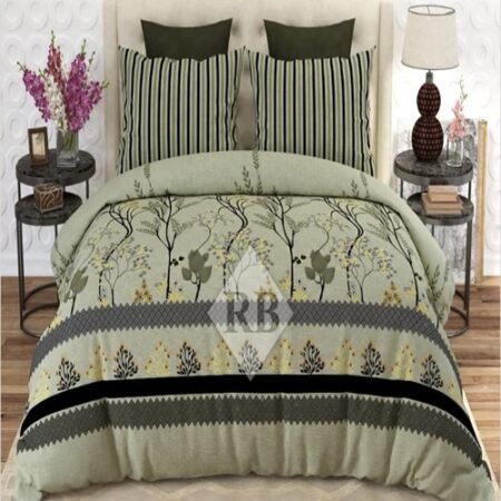 Apple Green Color Printed Bed Sheet S