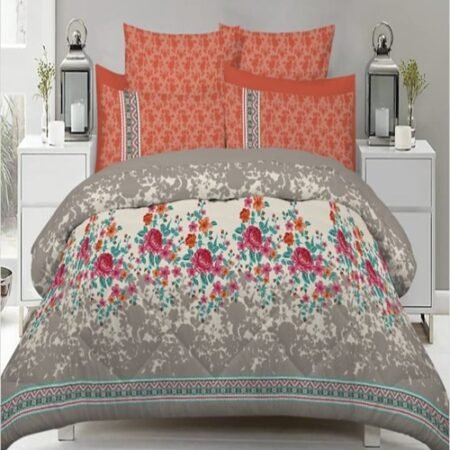 Beautifull Orange Color Printed Bed Sheet S