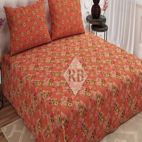 Beautifull Orange Flowers Color Printed Bed Sheet S Beautifull Orange Flowers Color Printed Bed Sheet S