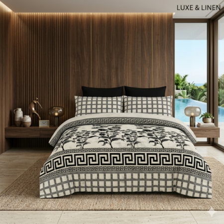 Black Color Printed Bed Sheet S