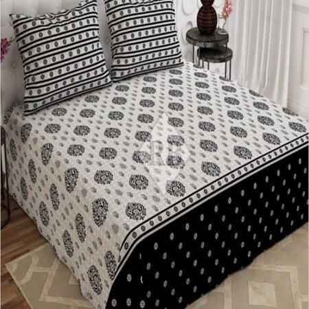 Black White Color Printed Bed Sheet S