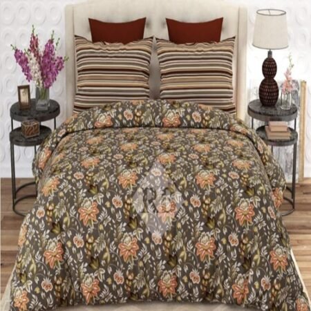 Brown Flowers Color Printed Bed Sheet S
