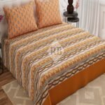 Burnt Orange Color Printed Bed Sheet S