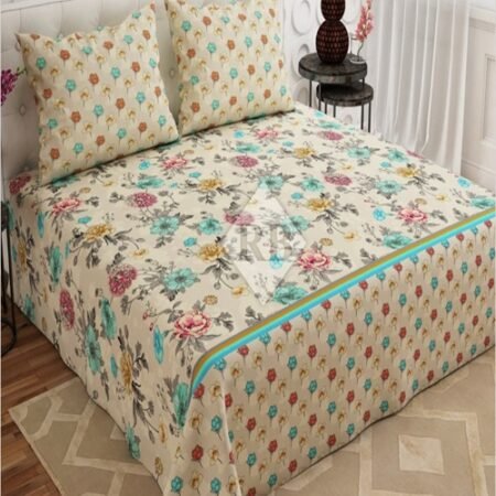 Cream Color Printed Bed Sheet S
