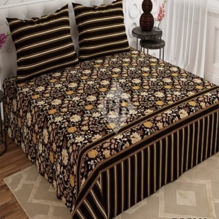 Dark Brown Color Printed Bed Sheet S
