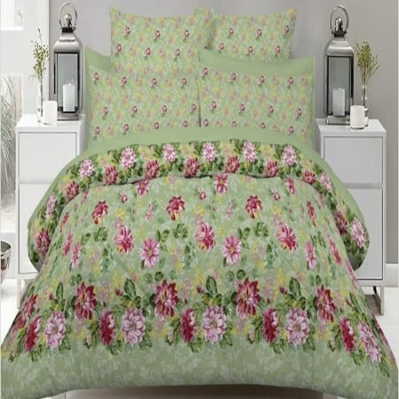 Light Green Flower Color Printed Bed Sheet S