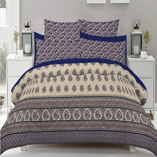 Navy Blue Color Printed Bed Sheet S Navy Blue Color Printed Bed Sheet S