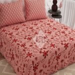 Pink Red Flower Printed Color Bed Sheet S