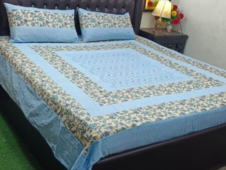 Printed Patchwork Embroidered Bed Sheet GN Design (16