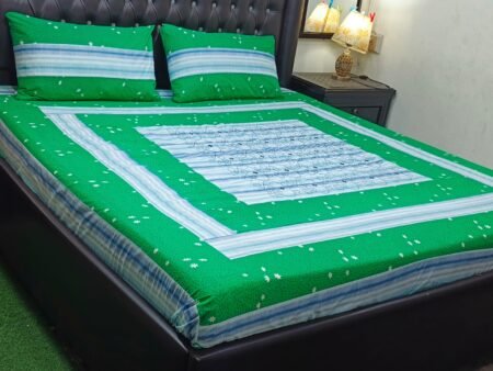 Printed Patchwork Embroidered Bed Sheet GN Design (28)