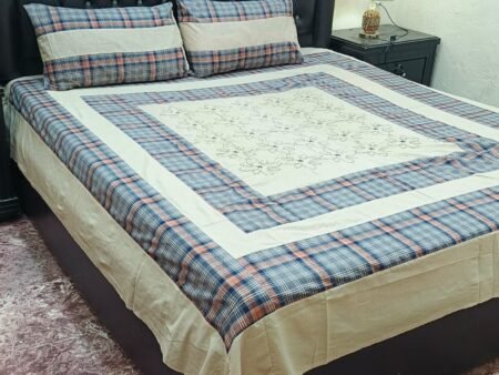 Printed Patchwork Embroidered Bed Sheet GN Design (34)