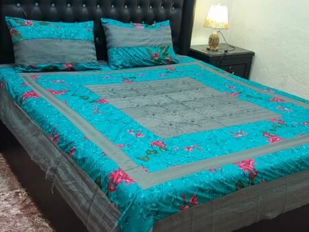 Printed Patchwork Embroidered Bed Sheet GN Design (36)