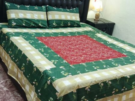 Printed Patchwork Embroidered Bed Sheet GN Design (45)