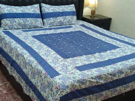 Printed Patchwork Embroidered Bed Sheet GN Design (49)