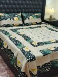 Printed Patchwork Embroidered Bed Sheet GN Design (60)