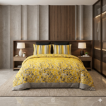 Yellow Printed Bed Sheet With 2 Pillow Covers S
