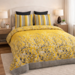 Beautifull YellowFlowers Color Printed Bed Sheet S