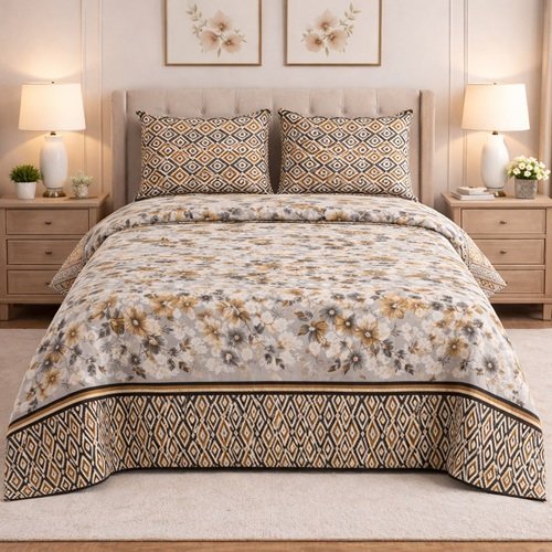 Brown Flower Color Printed Bed Sheet S Brown Flower Color Printed Bed Sheet S