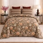 Brown Flowers Color Printed Bed Sheet S