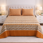 Burnt Orange Color Printed Bed Sheet S