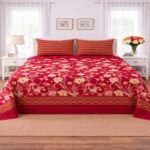 Red Floral Color Printed Bed Sheet S