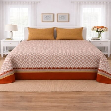 Rust Red Color Printed Bed Sheet S
