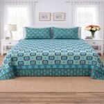 Sea Green Royal Color Printed Bed Sheet S