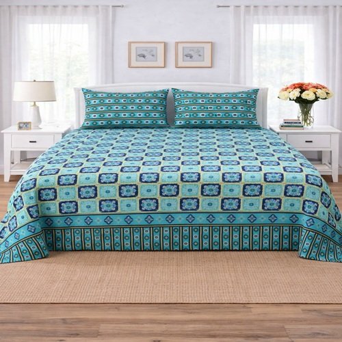 Sea Green Royal Color Printed Bed Sheet S Sea Green Royal Color Printed Bed Sheet S