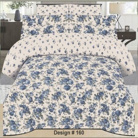 Beautiful Flower Printed Bed Sheet With 2 Pillow Covers N