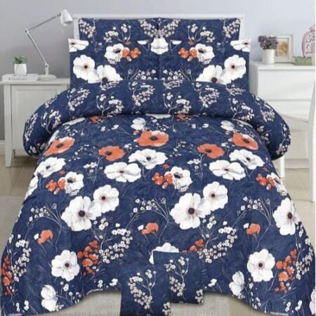 Blue Colours Printed Bed Sheet