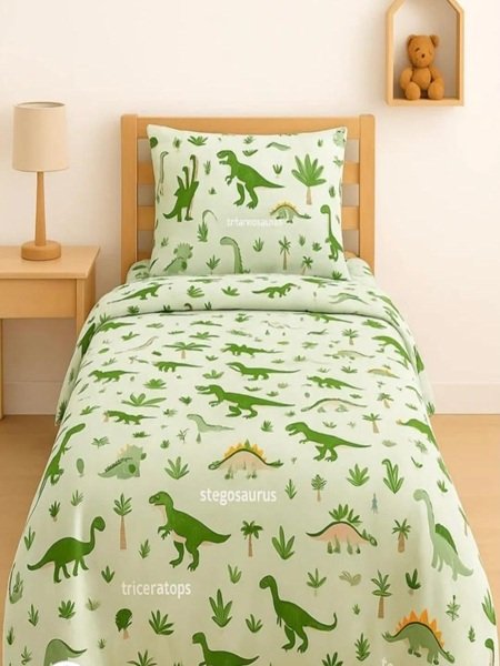 Dinosaur Character Kids Bed Sheet