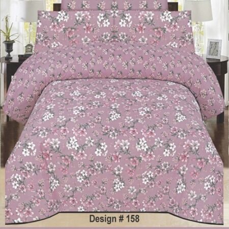 Flower Printed Bed Sheet With 2 Pillow Covers N
