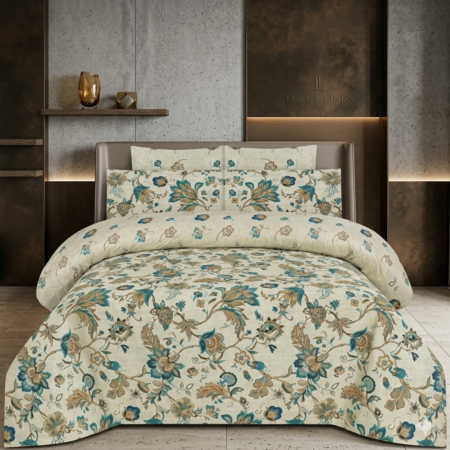 Flowers Printed Bed Sheet With 2 Pillow Covers N